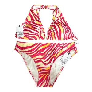 Shade & Shore Multi Colored Animal Print Bikini Set S M